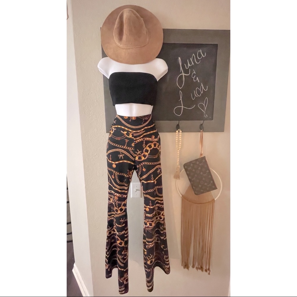 Black, high-waist, flare pants